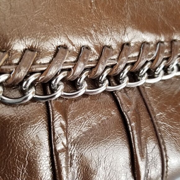 Metallic Brown Gold Wristlet Clutch With Chain Detail By Attention 《315》P - Picture 5 of 9